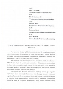 Apel do Zarządu Województwa Dolnośląskiego w sprawie Teatru w Legnicy-1
