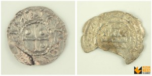 Wczesnośredniowiczne monety, które tworzą cenny skar, odnaleziony w 2018 r. w Czarnkowie.