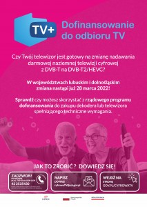 Plakat A3 zmiana nadawania+program TV+ dla woj lubuskie dolnoslaskie