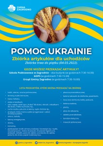 zbiórka_pomoc dla Ukairny_Gmina ZAGRODNO_plakat